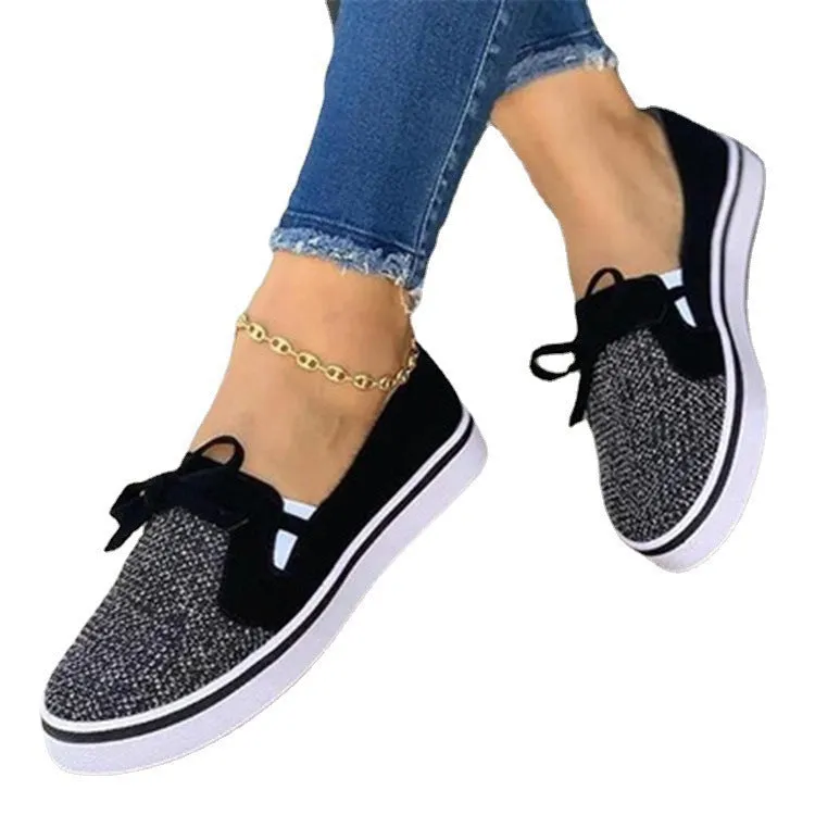 Lace-up Canvas Flat Shoes Women Sneakers Best Shoes For Wide Flat Feet