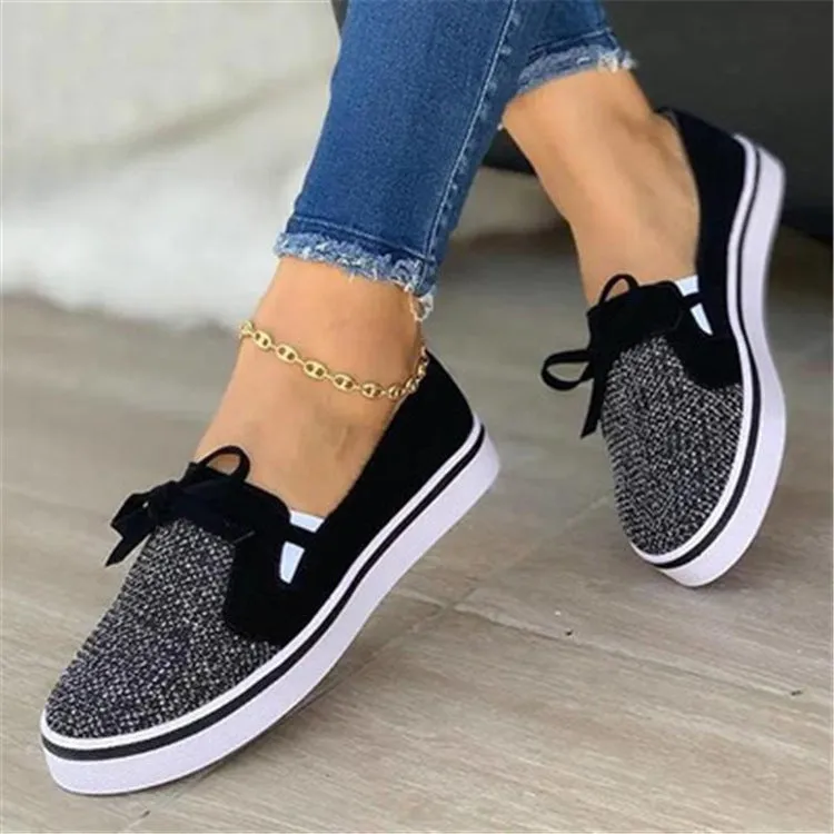Sepatu Flat Shoes Lace-up Canvas Flat Shoes Women Sneakers