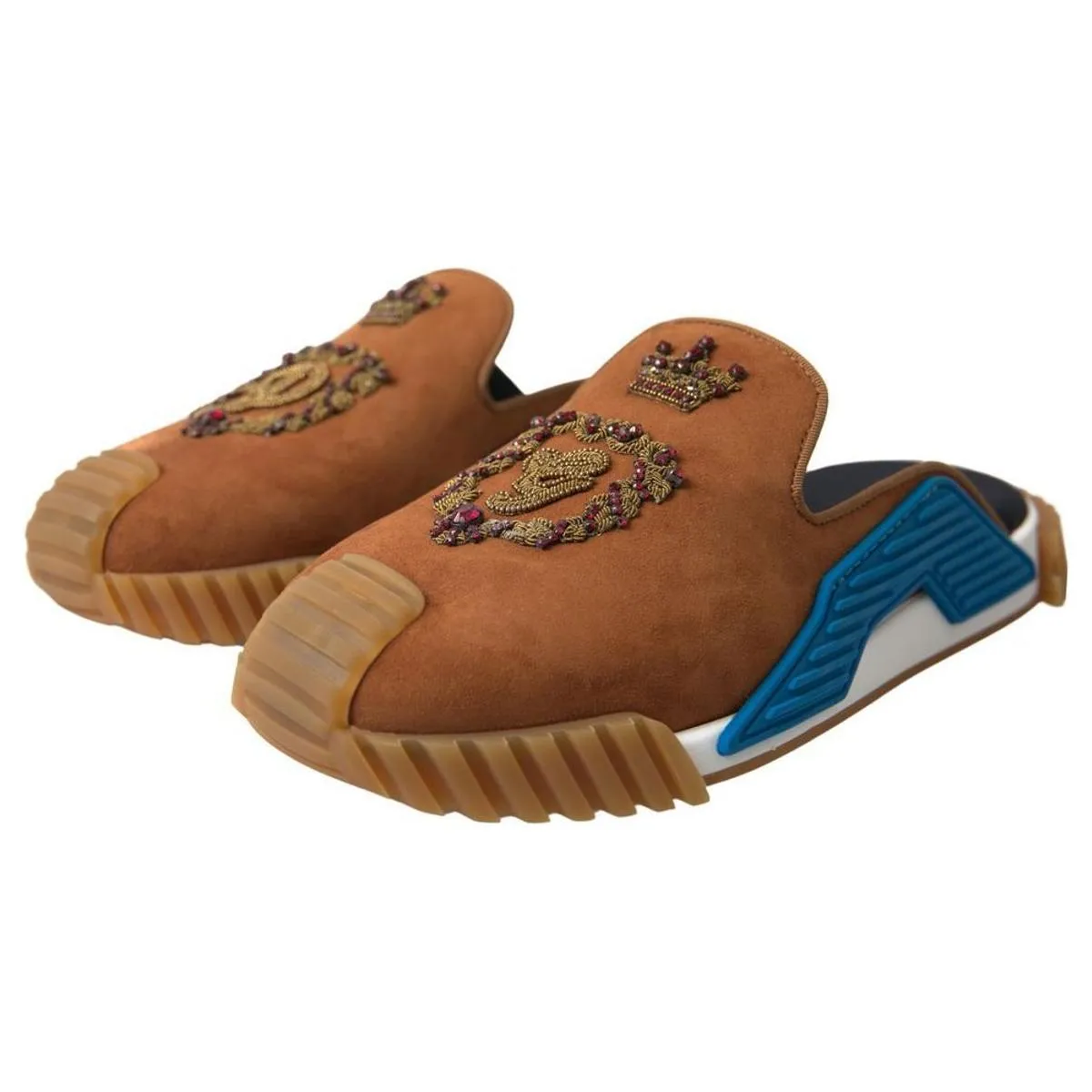 Dolce & Gabbana Brown Suede Crown Logo NS1 Slides Sandals Kurt Geiger Sandals