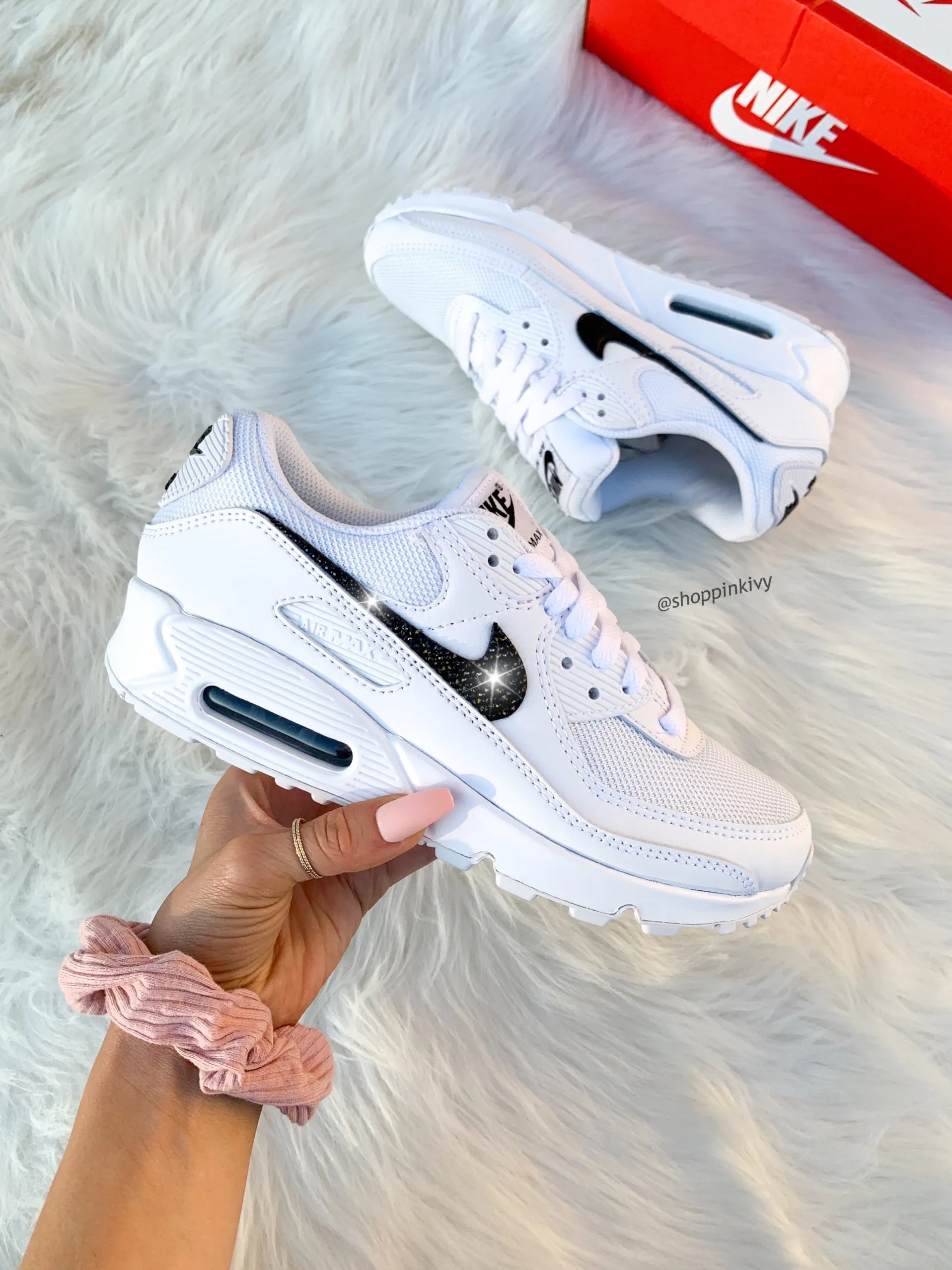 Monochrome Swarovski Womens Nike Air Max 90 Adidas Skateboard Shoe