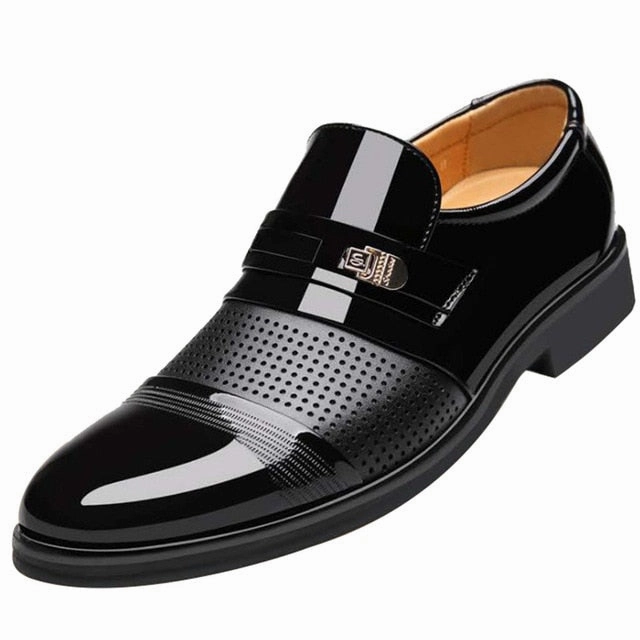 Luxury Brand PU Leather Fashion Men Business Dress Loafers Pointed Toe Black Shoes Kanna Espadrille Wedge Sandals