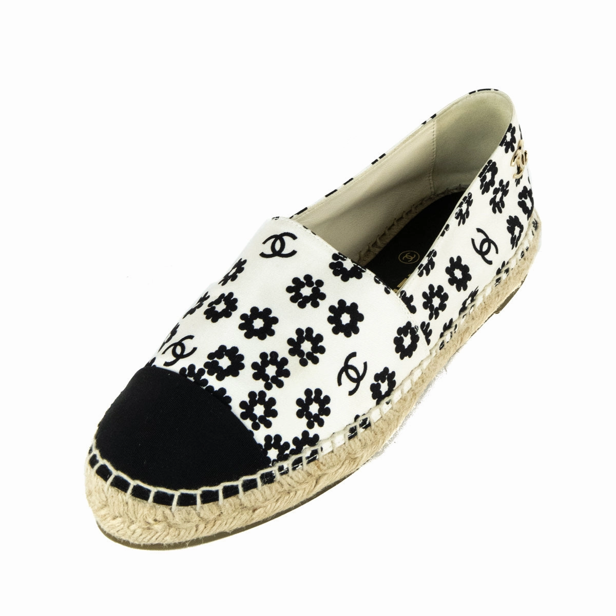 Chanel Black & White Camellia CC Espadrilles Size US 10 | EU 40 Pedro Garcia Espadrille Wedge