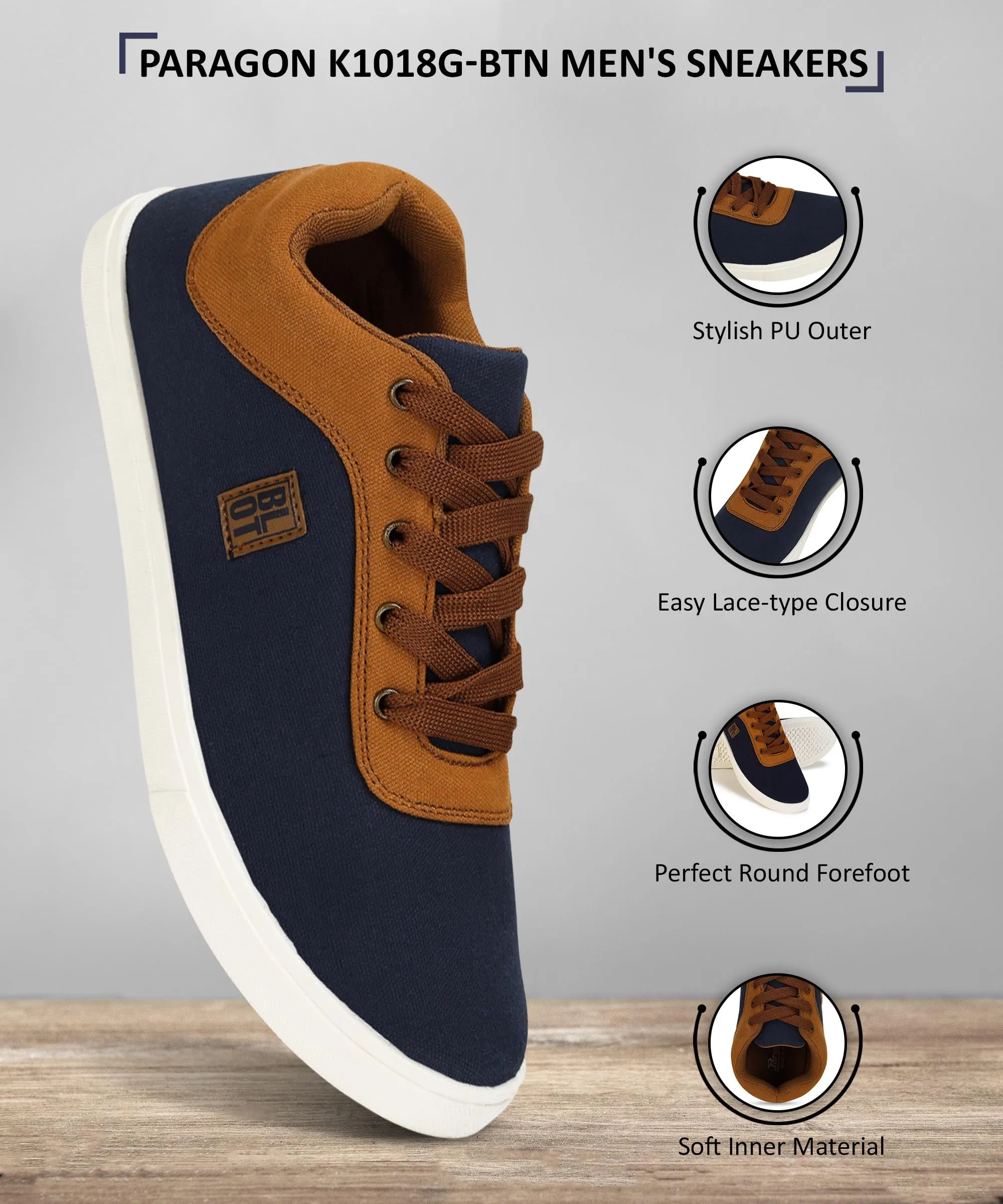 Paragon K1018G Men Casual Shoes | Stylish Walking Outdoor Shoes for Everyday Wear | Smart & Trendy Design  | Comfortable Cushioned Soles White Blktop Rider Casual Shoes