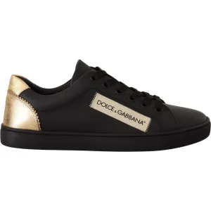 Dolce & Gabbana Black Gold Leather Low Top Sneakers Womens Shoes Best Sneakers For New Walkers