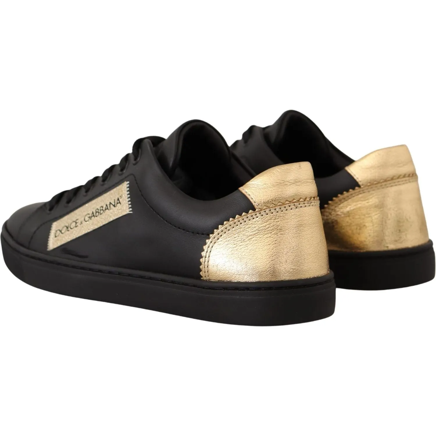 Dolce & Gabbana Black Gold Leather Low Top Sneakers Womens Shoes Make Custom Sneakers Online