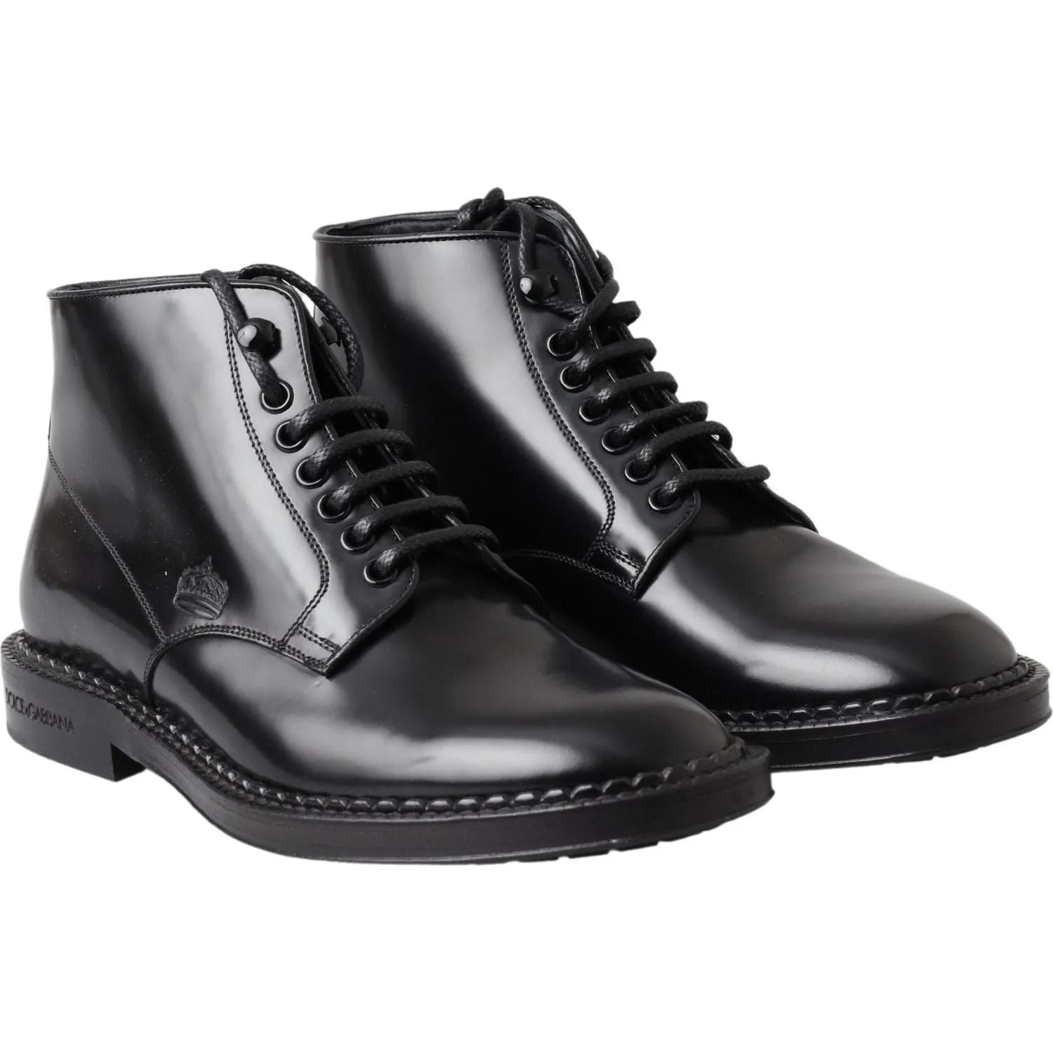 Dolce & Gabbana Black Leather Men Short Boots Lace Up Shoes Chinese Laundry Boots