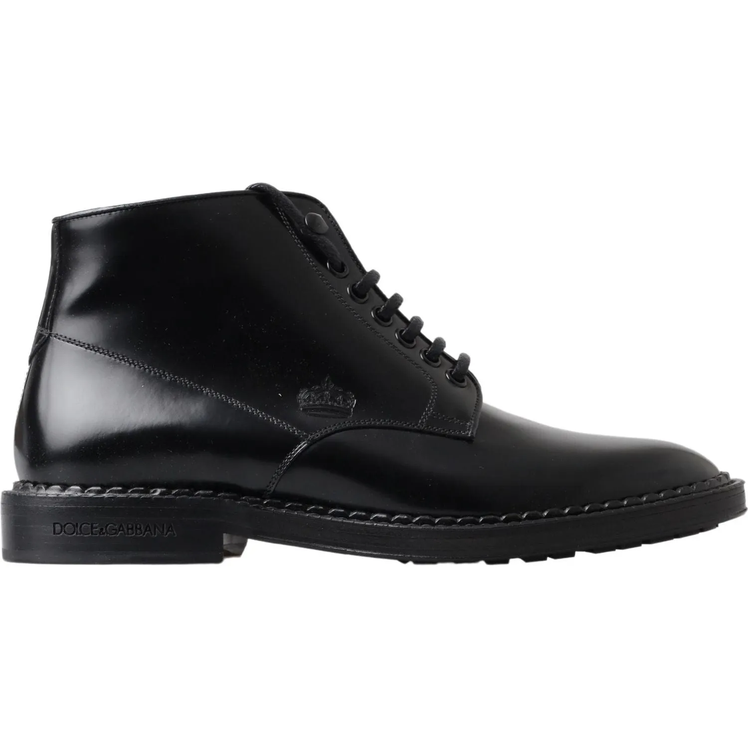 Female Combat Boots Dolce & Gabbana Black Leather Men Short Boots Lace Up Shoes
