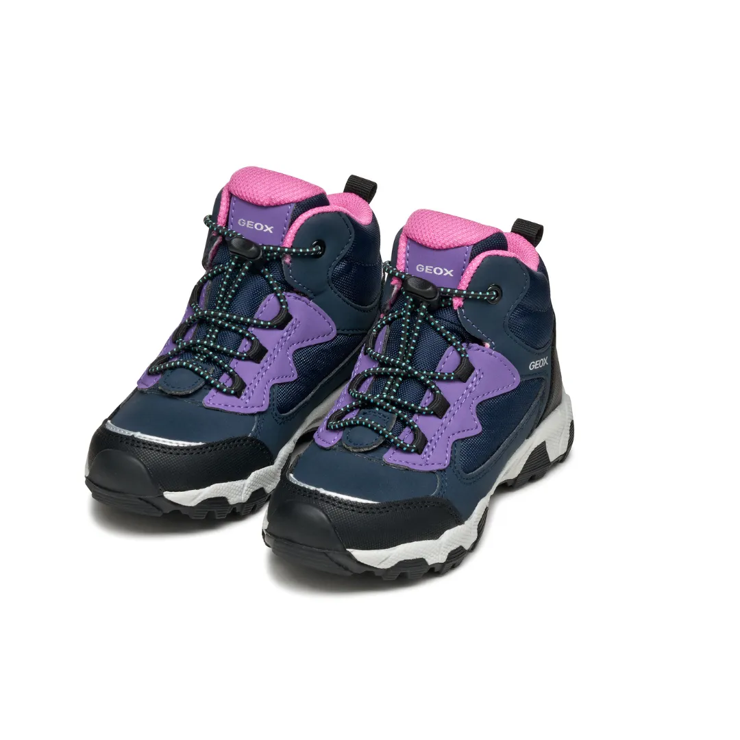 Hiking Shoes Slip On Geox Kids Shoes | Magnetar | Navy & Violet