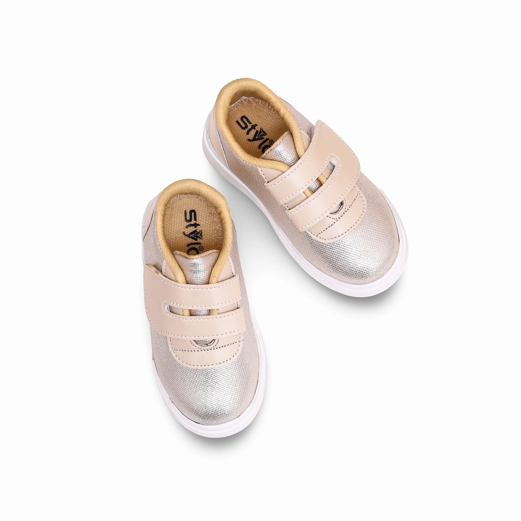 Leather Smart Casual Shoes Girls Golden Casual Jogger KD1764