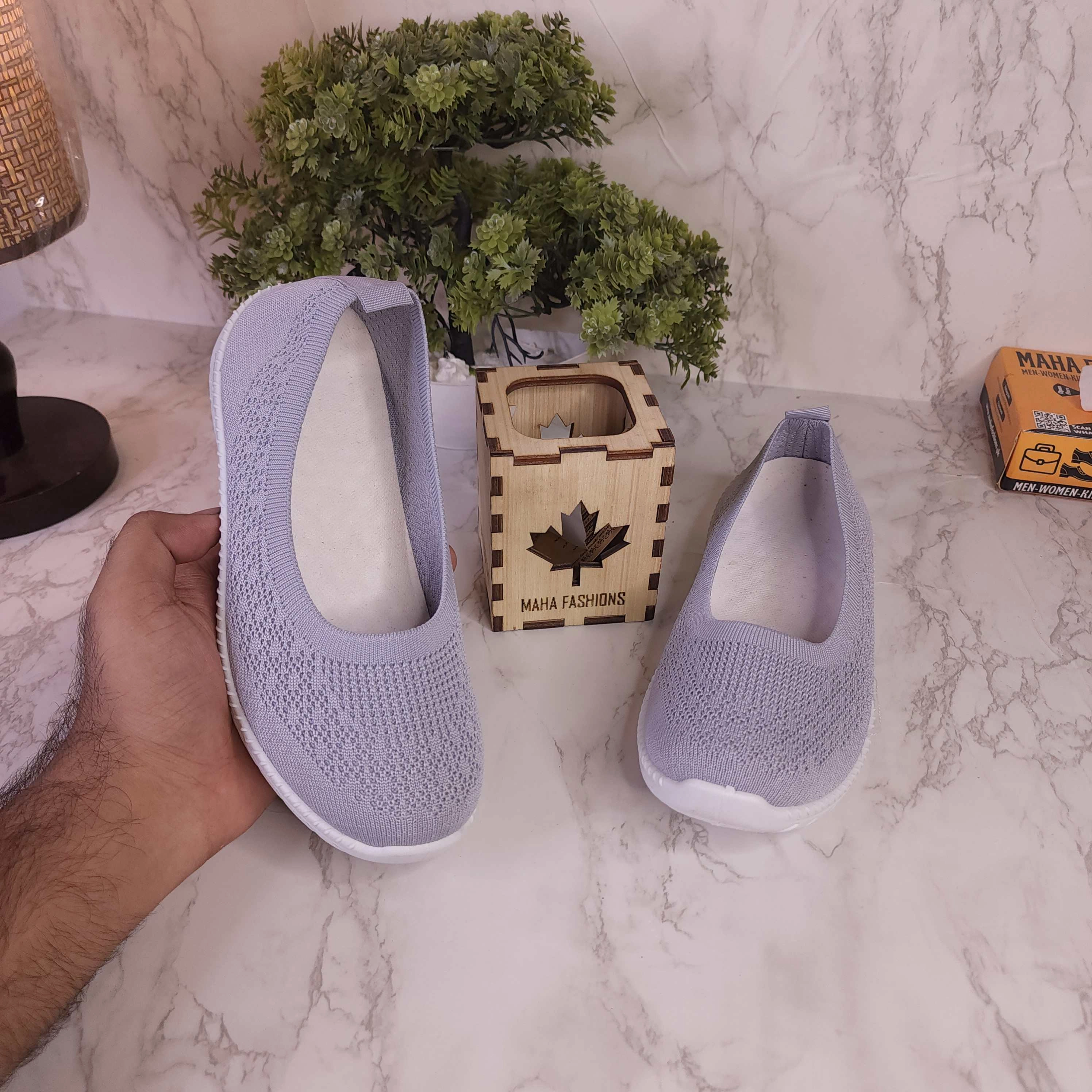 Grey Women Comfortable Loafers Casual Slip Casual Shoes With Leather Soles