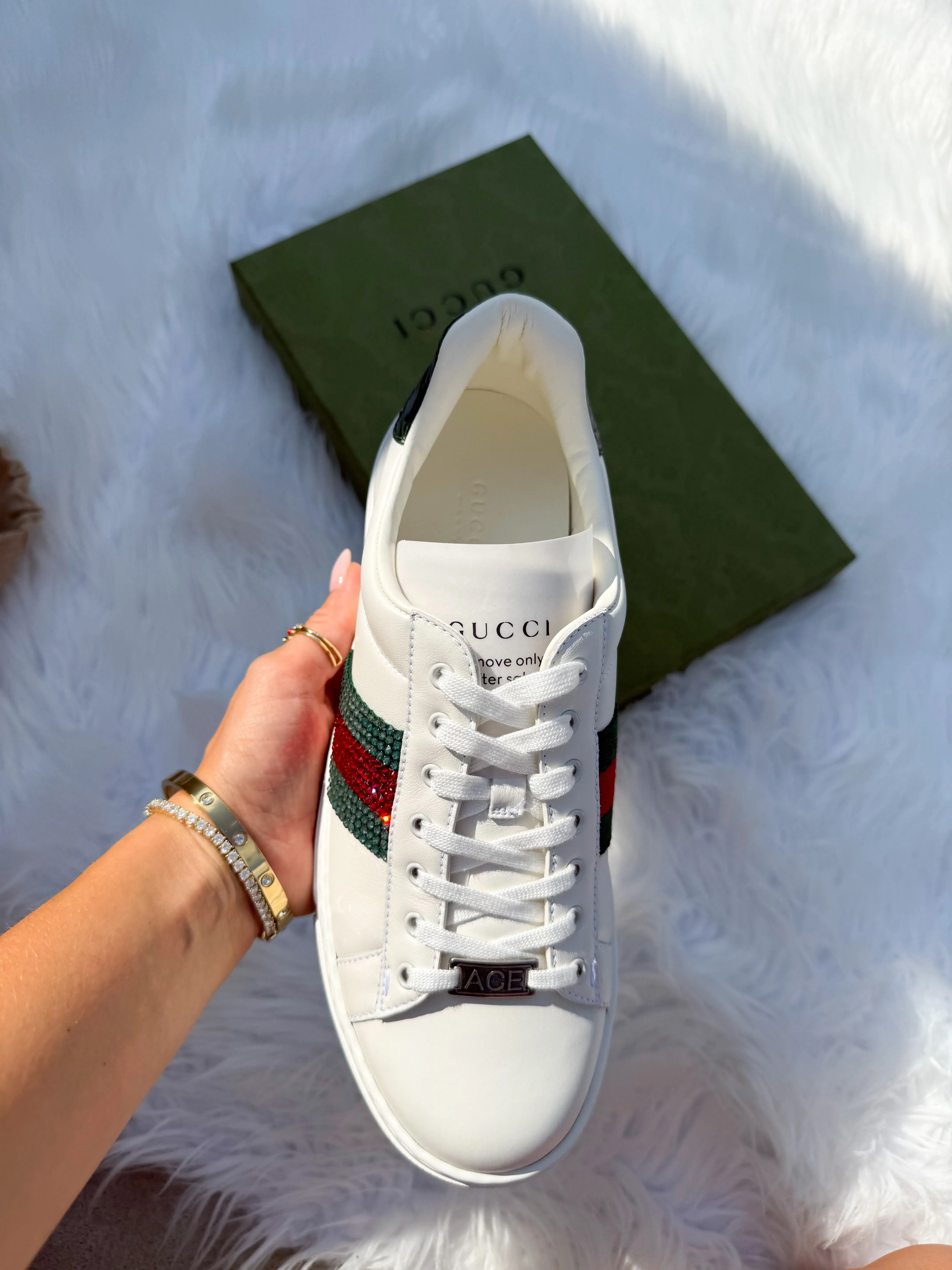 GUCCI Swarovski Womens Ace Sneaker Adidas Cycling Shoes Boa