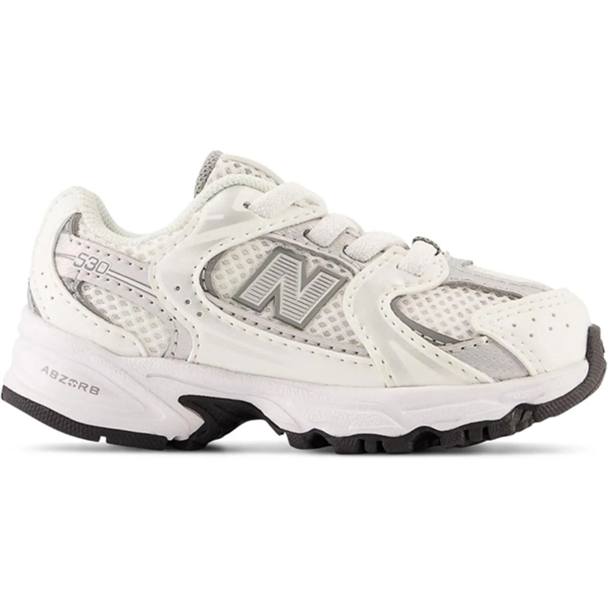 New Balance 530 Kids Bungee Lace Infant White Silver Sneakers Exercises