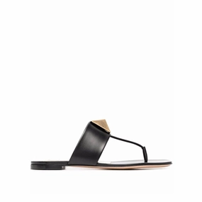 Heeled Flat Shoes Valentino Garavani Black Leather Sandals