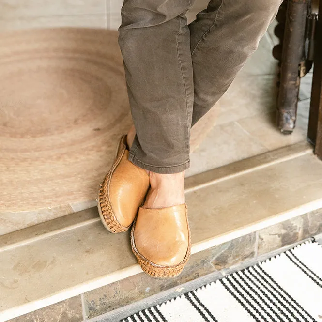 Slide Leather Sandals Heritage Solid City Slipper in Honey