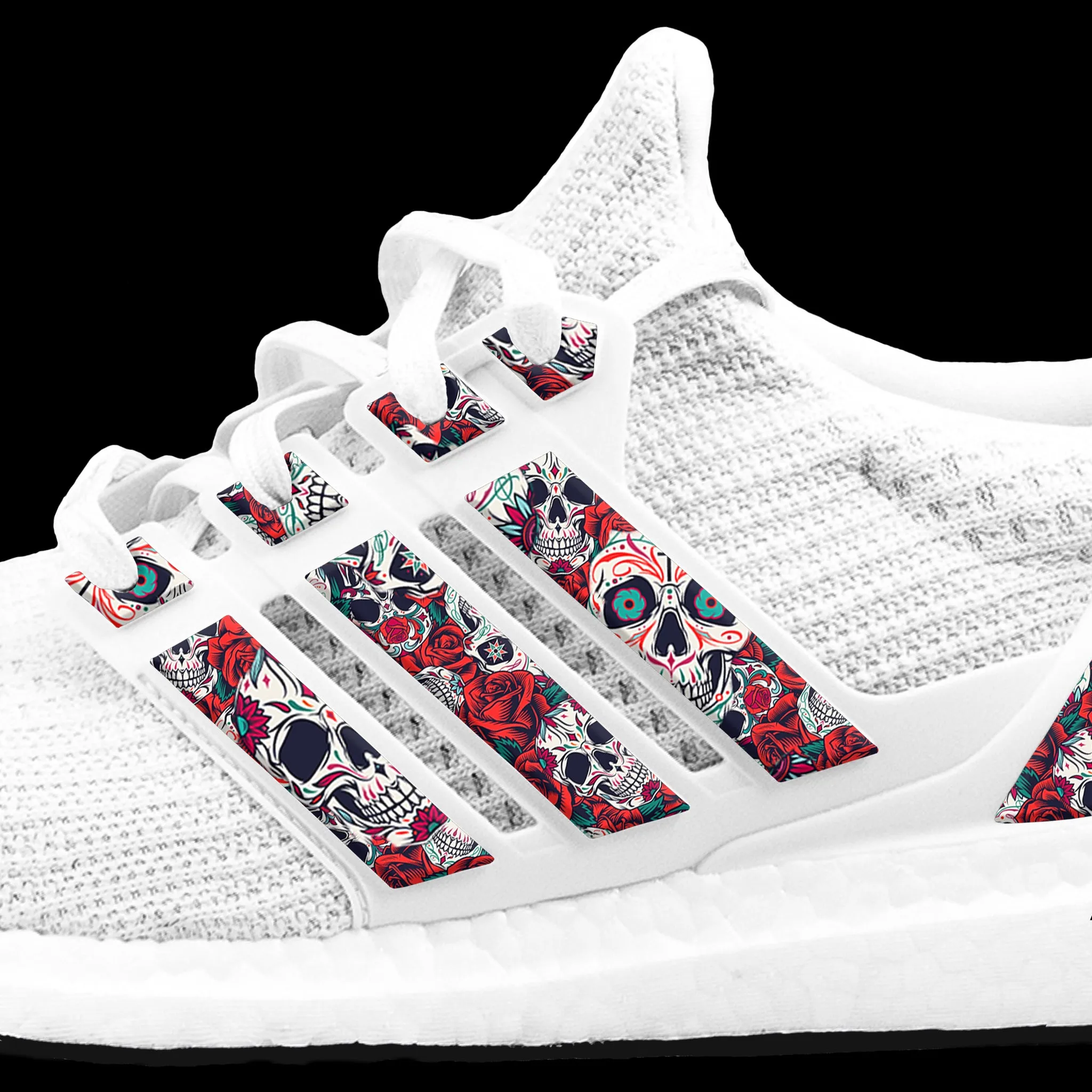 Customizable Adidas Shoes Red Day of the Dead Stripes for Ultra Boost