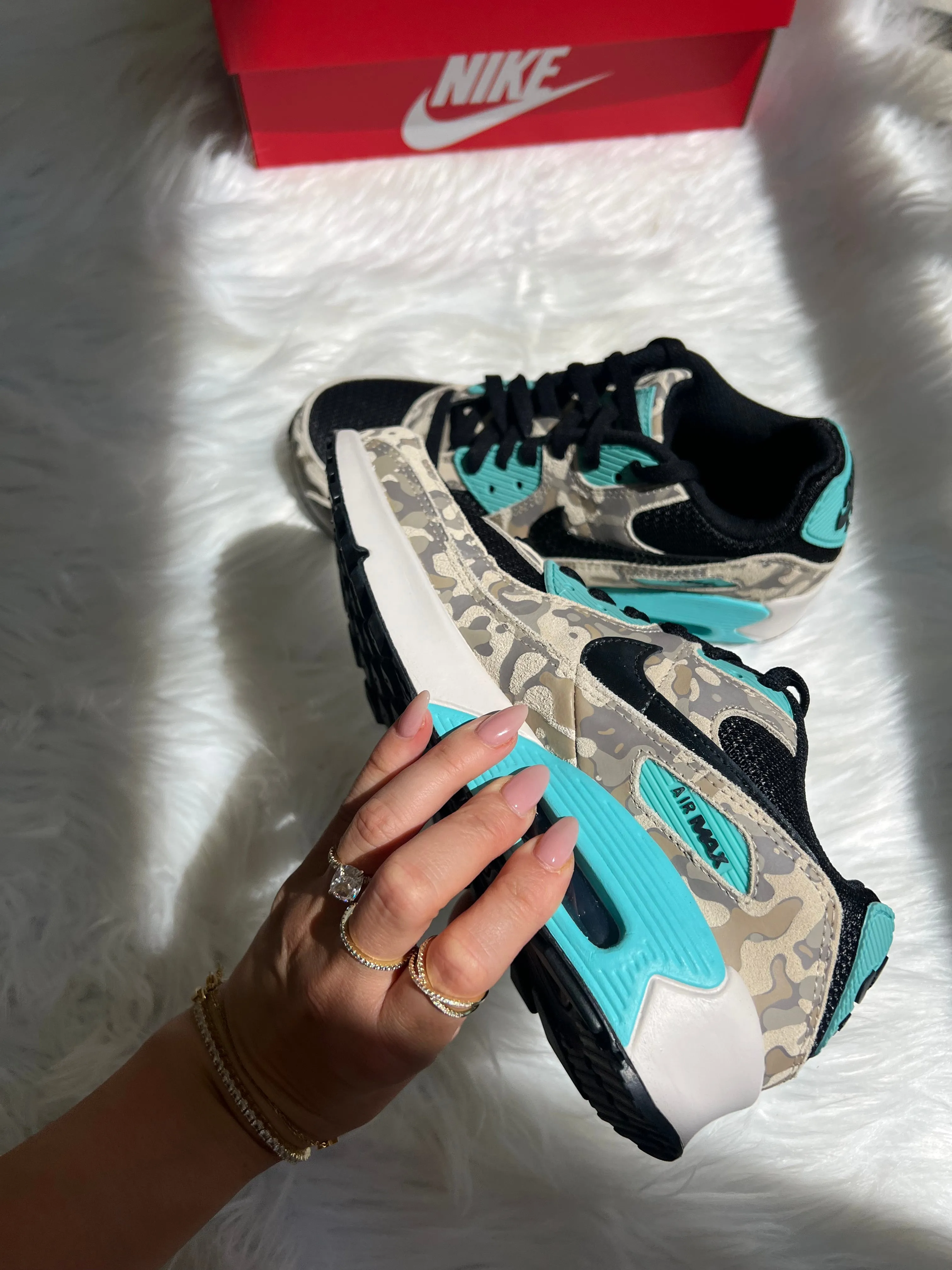 Camo and Turquoise Swarovski Womens Nike Air Max 90