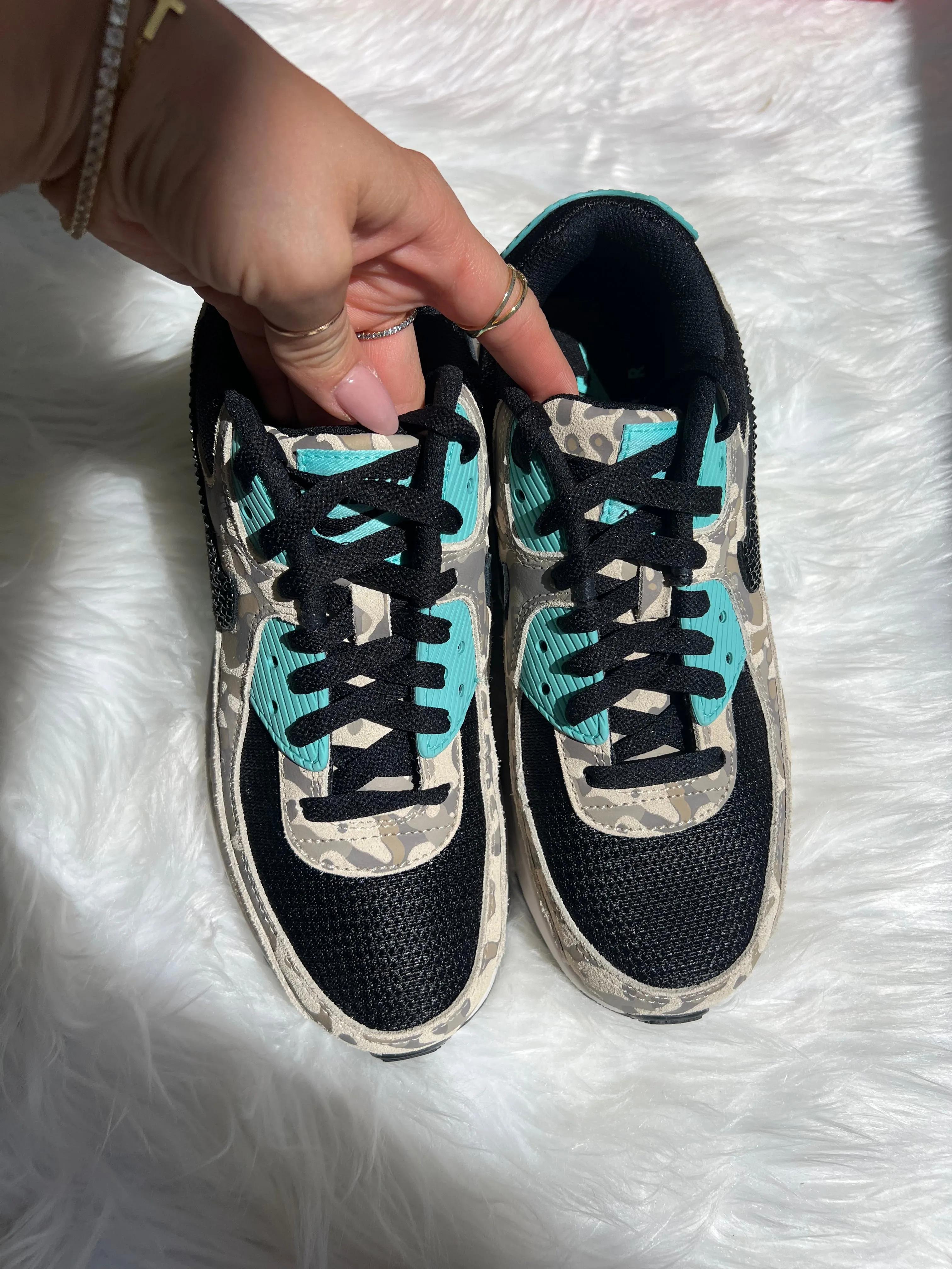 Camo and Turquoise Swarovski Womens Nike Air Max 90