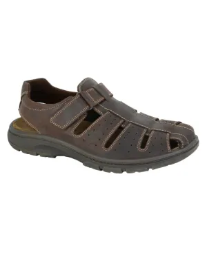 Draw Sandals Imac Mens Waxy Leather Touch Fastening Sandals