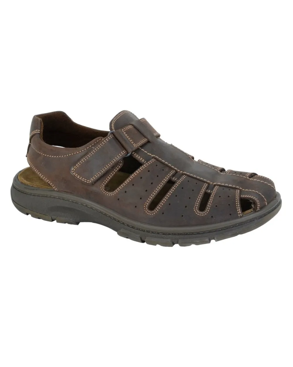 Imac Mens Waxy Leather Touch Fastening Sandals Sandals With Closed Toe