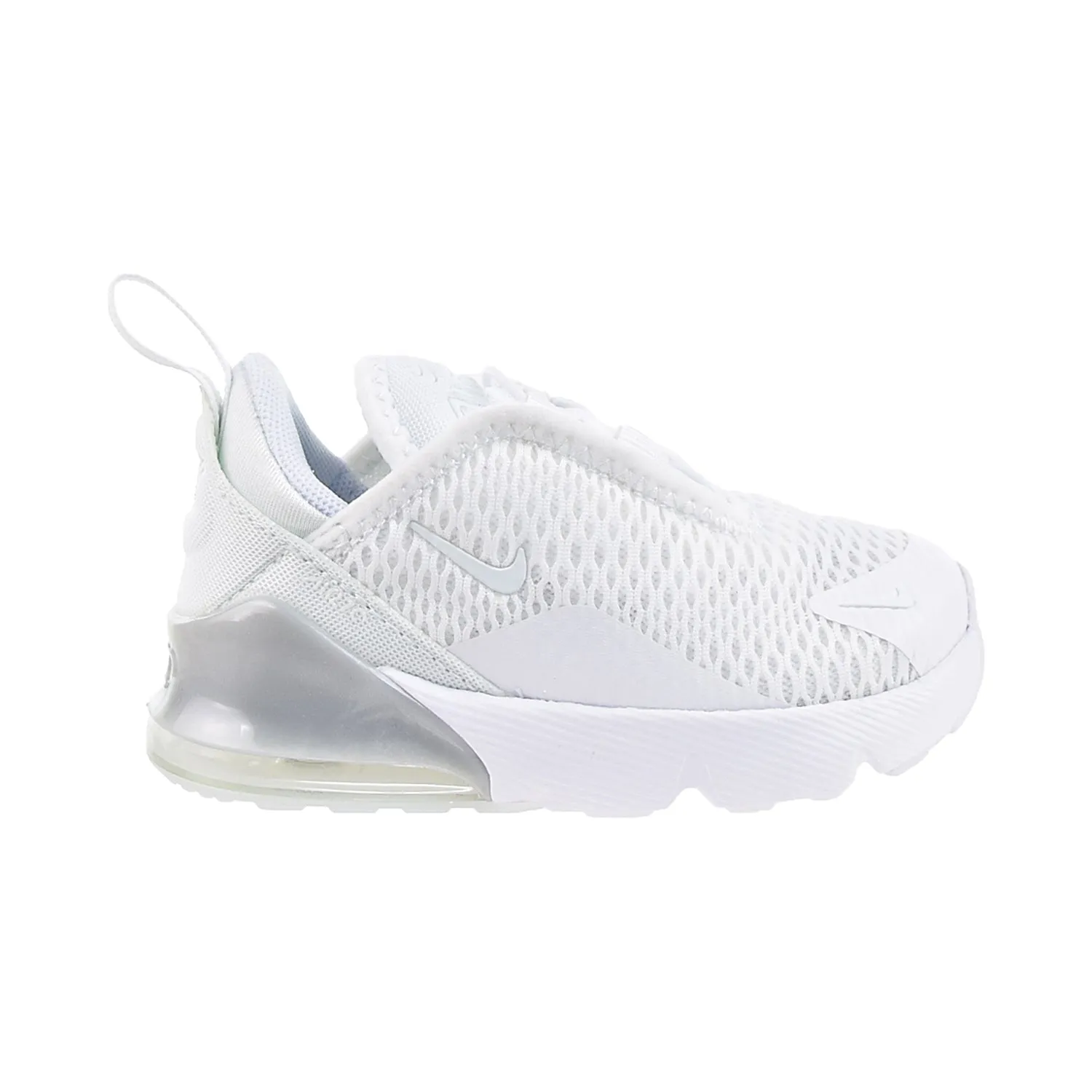 Nike Air Max 270 (TD) Little Kids' White/White-Metallic Silver Glow In The Dark Running Shoes