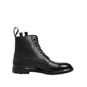 Dolce & Gabbana Brown Black Lace Up Mid Calf Men Boots Shoes Met Guard Work Boots