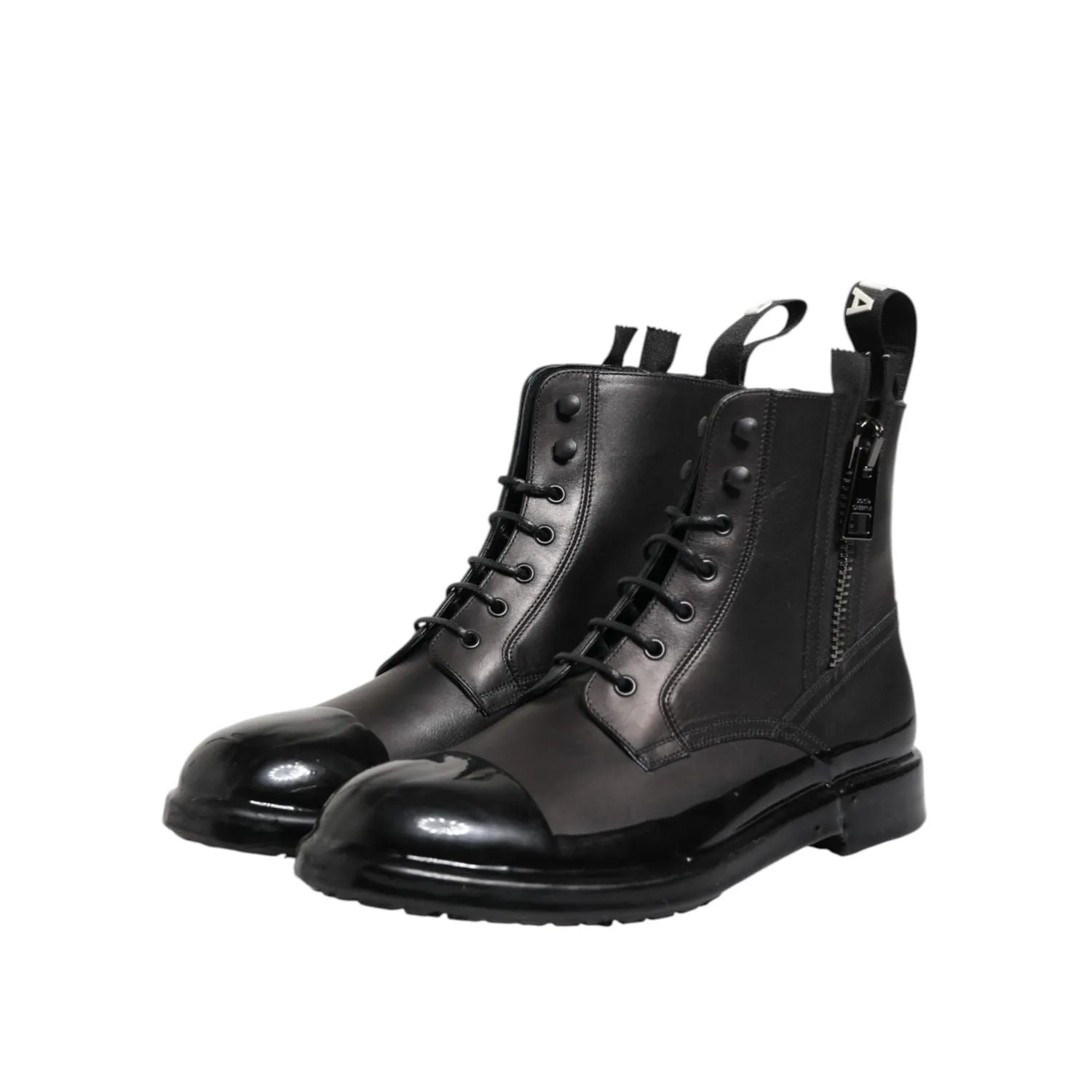 Western Boots Wide Width Dolce & Gabbana Brown Black Lace Up Mid Calf Men Boots Shoes