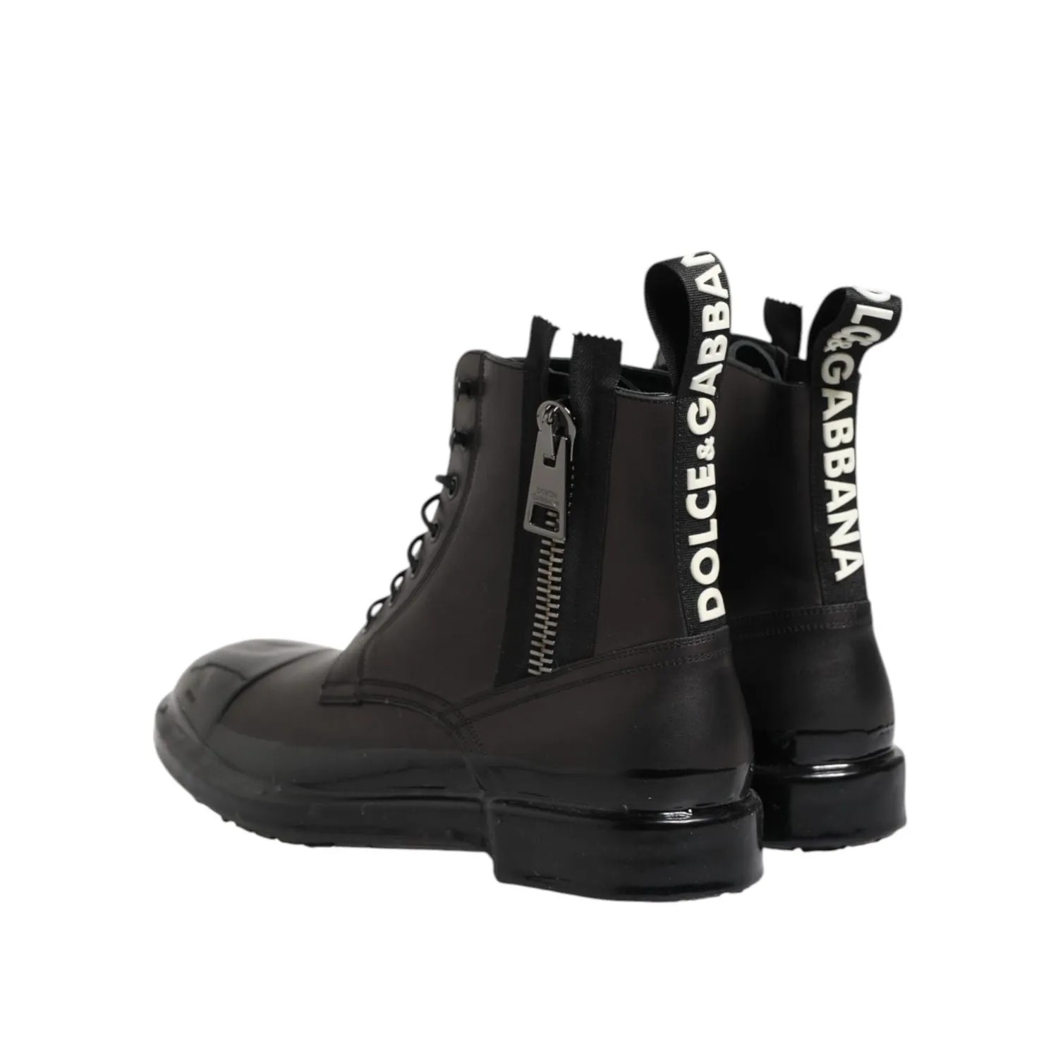 Dolce & Gabbana Brown Black Lace Up Mid Calf Men Boots Shoes Free Soldier Boots