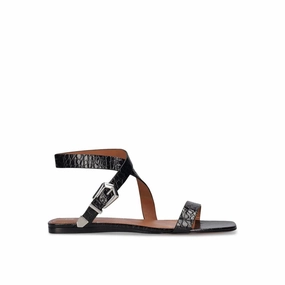 Grey Flats Shoes Paris Texas Black Calfskin Sandals