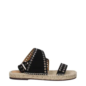 Isabel Marant Black Leather Flat Sandals Taupe Shoes Flats