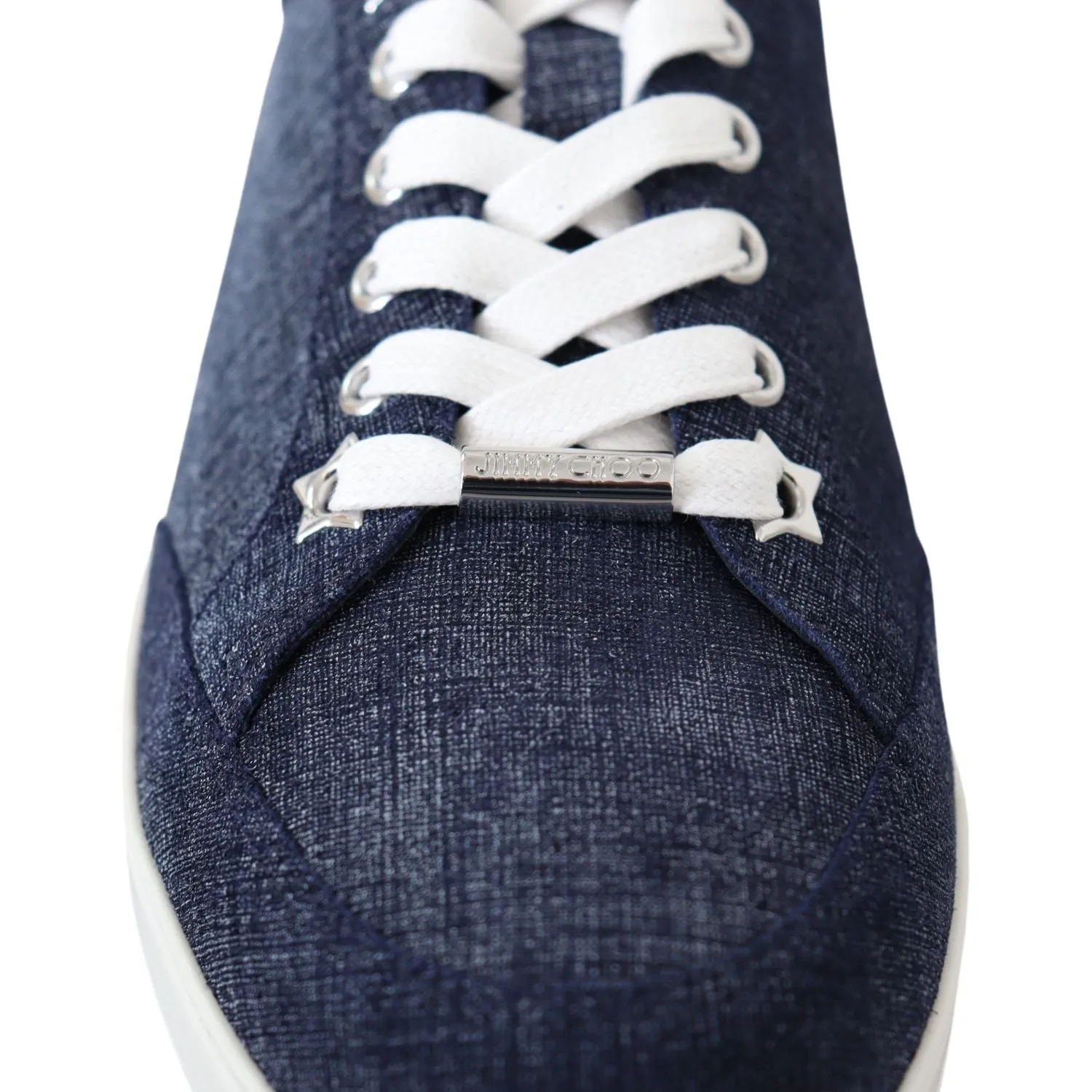 Jimmy Choo Chic Slip-On Blue Denim Suede Sneakers Walking In Sneakers