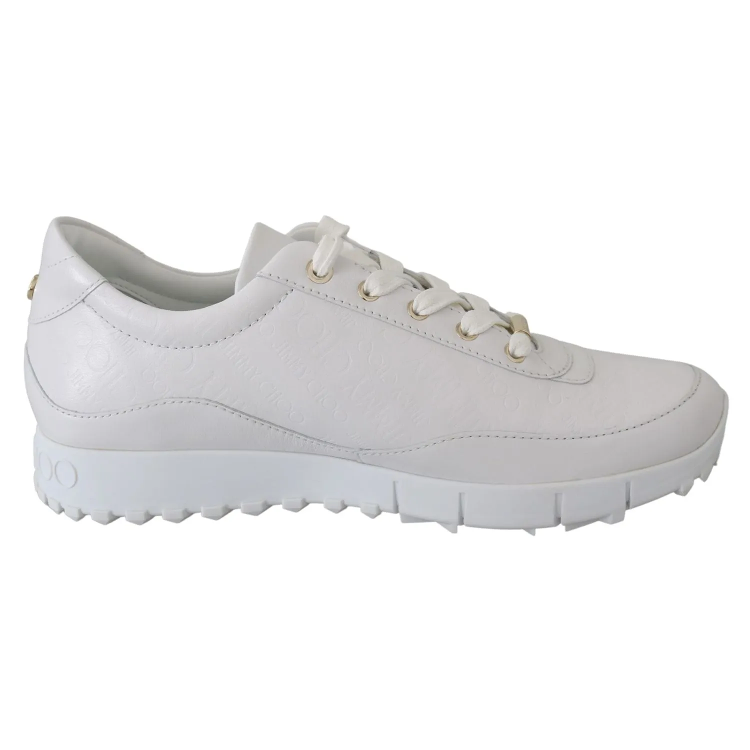 Jimmy Choo Elegant White Leather Sneakers Comfortable Walking Sneakers