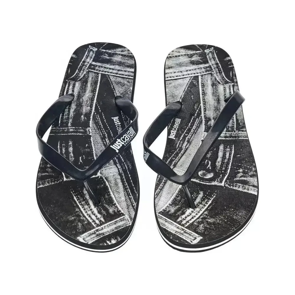 Just Cavalli Black EVA Men Sandal Boc Wedge Sandals