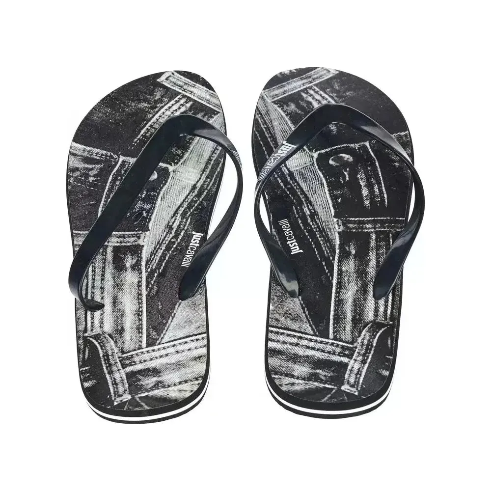 Just Cavalli Black EVA Men Sandal Sherpa Sandals