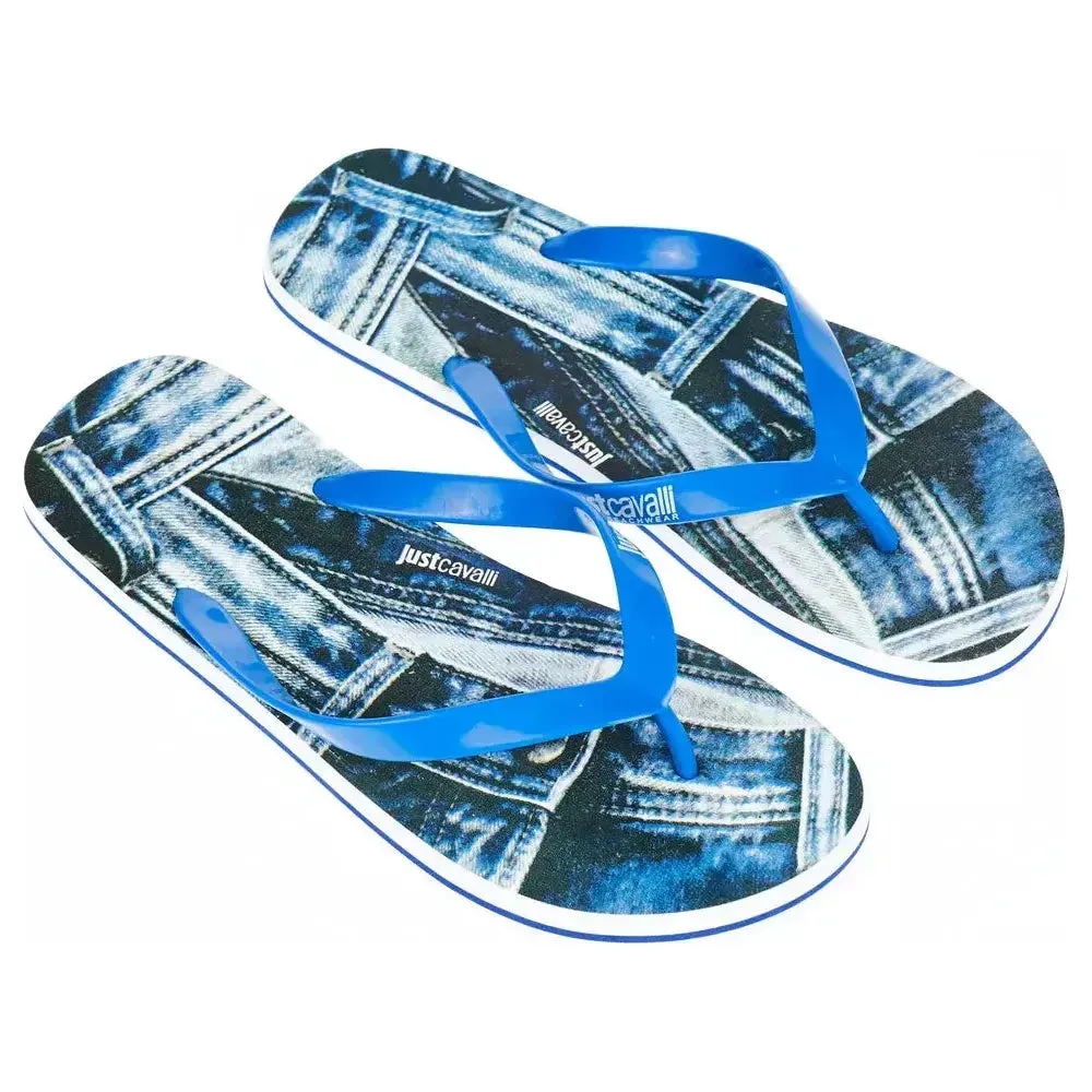 Just Cavalli Light Blue EVA Men Sandal Heels Sandals