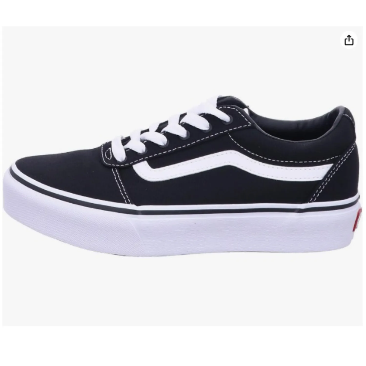 Vans Girls Low-Top Trainer Canvas Sneakers, Black/White Service Casual Shoes
