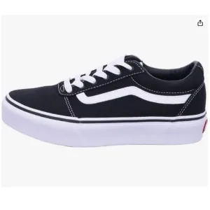 Acceptable Shoes For Business Casual Vans Girls Low-Top Trainer Canvas Sneakers, Black/White