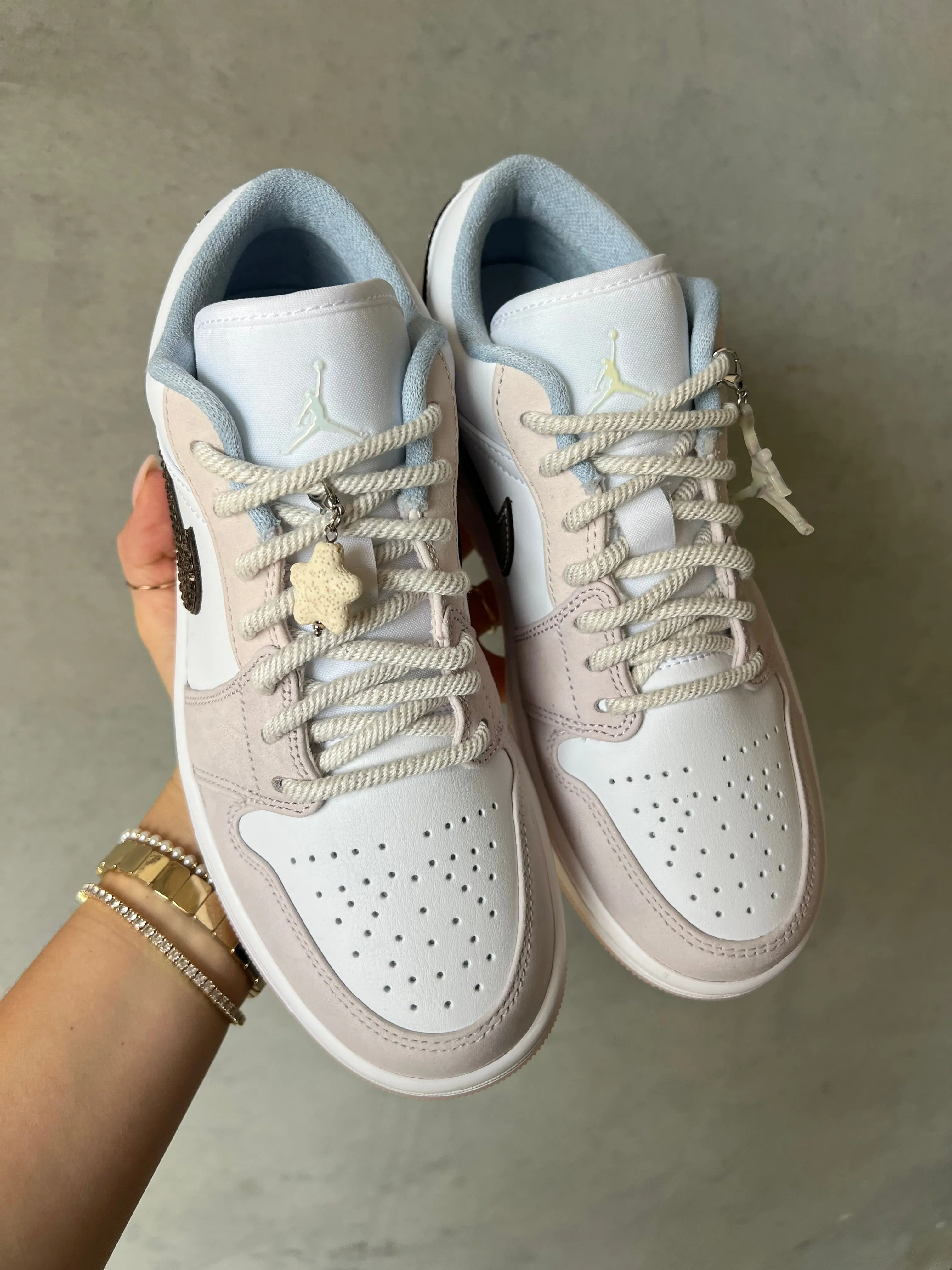 Adidas Triple Cheer Shoes Lace Coral Beach Charm Swarovski Womens Air Jordan 1 Low Shoes