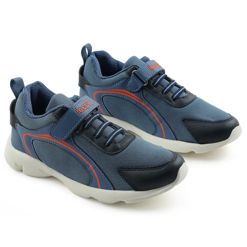 Track And Field Running Shoes Leap7x Blue Non Lacing Sports Running Shoes For Kids KSN 670V By Liberty