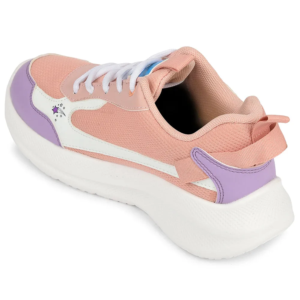 Leap7x Peach Sports Lacing Running Shoes For Kids RYAN-1L By Liberty Running Snow Shoes