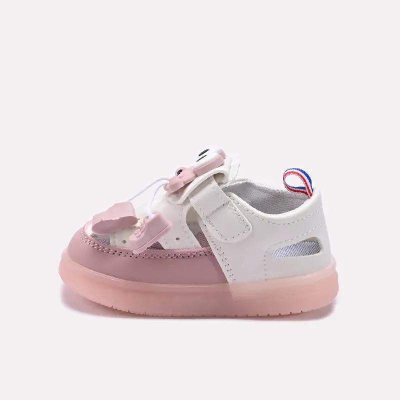 Peep Toe Shoes Flat Baby Pink Casual Sandal 0721054