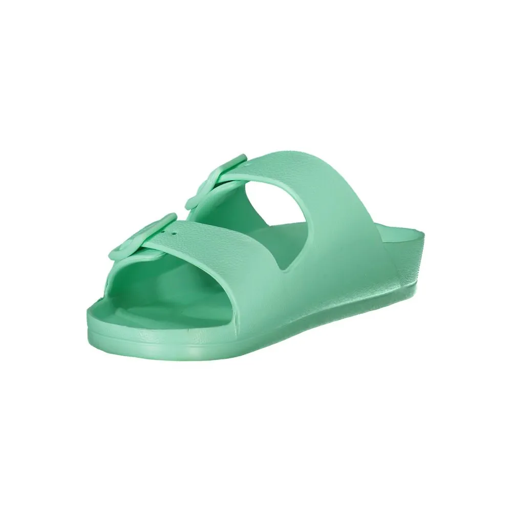 Norway 1963 Green Plastic Women Sandal Flat Flops Shoes