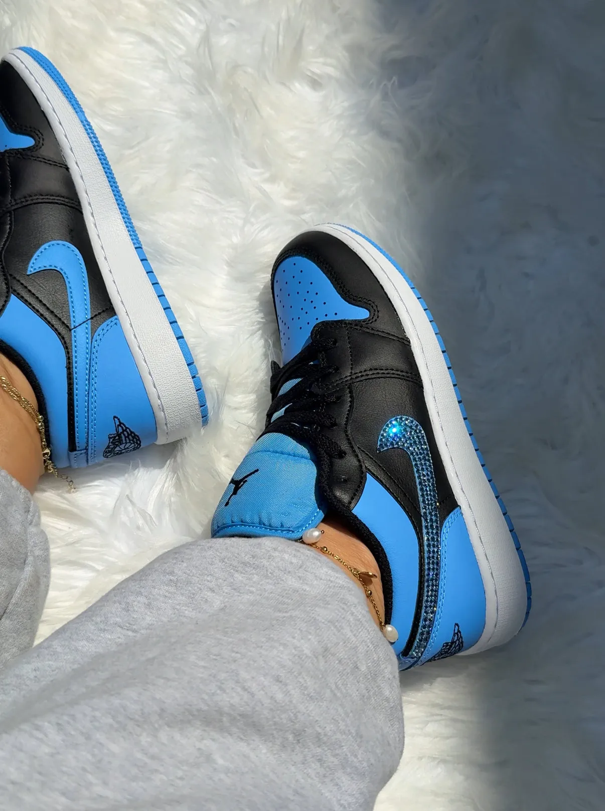 Light Sapphire Blue Swarovski Womens Air Jordan 1 Low Shoes Adidas Biking Shoes