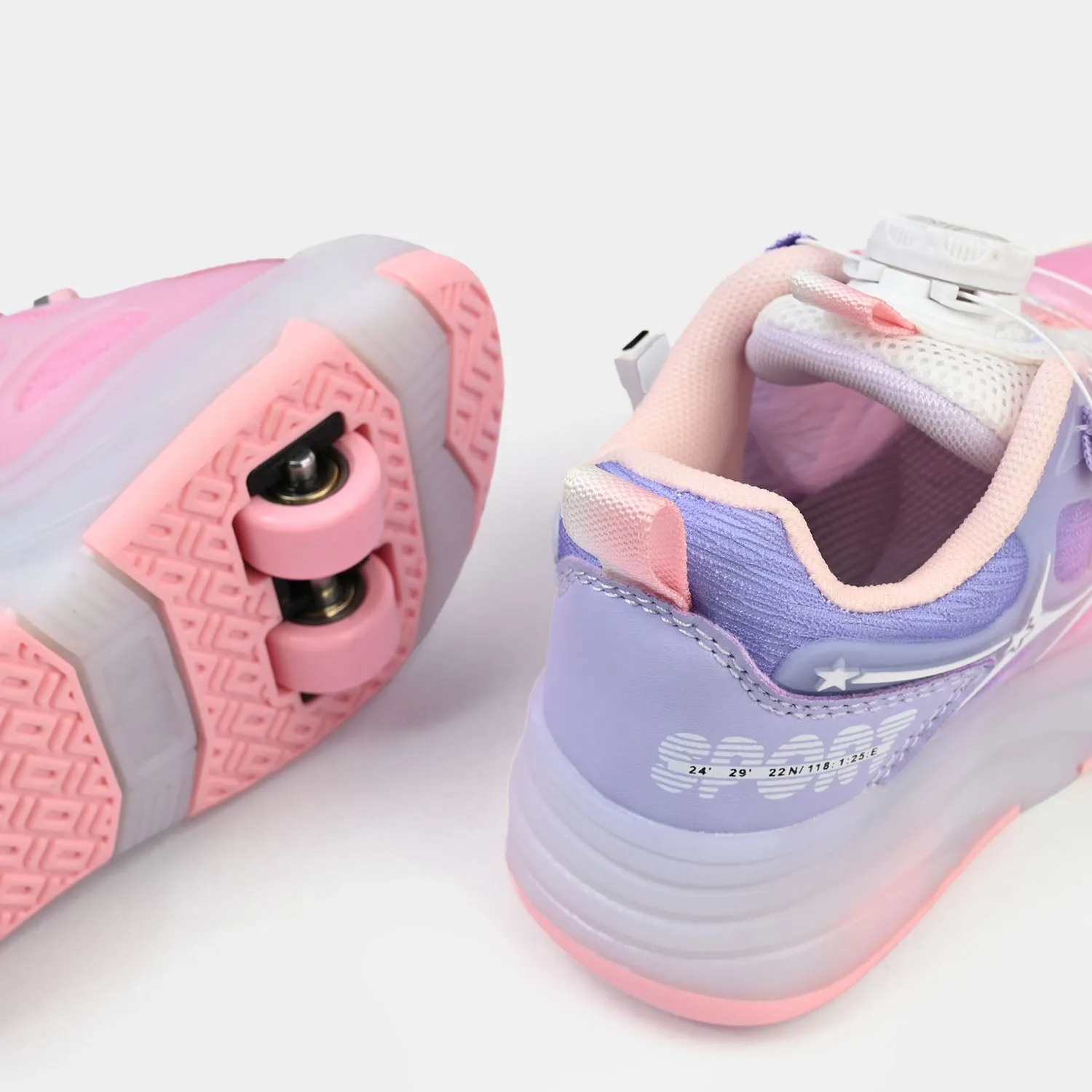 Cheap Skater Shoes Girls Roller Skate Walking Shoes With Four-wheel & Multi Lights