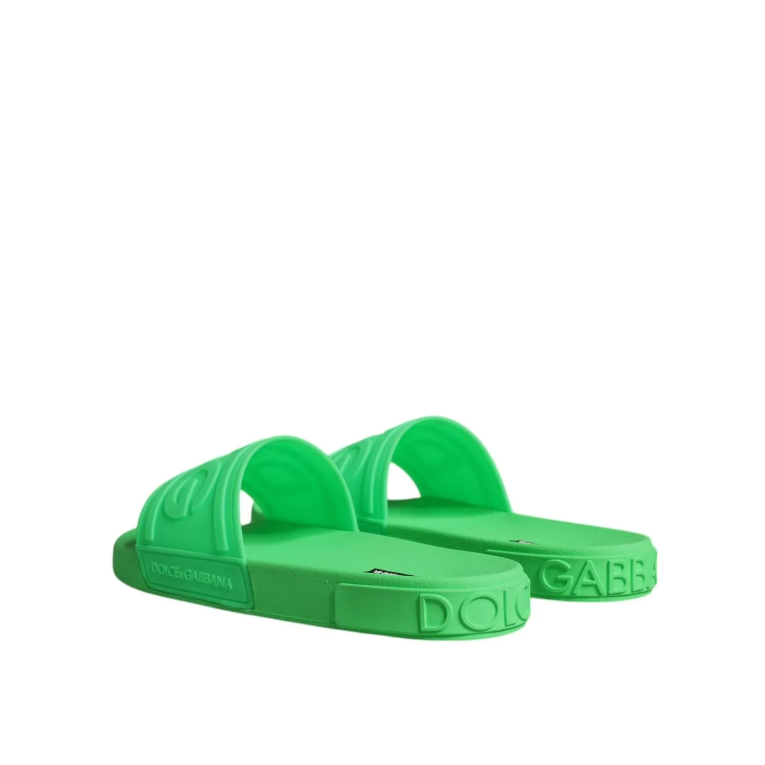 Bicycle Sandals Dolce & Gabbana Green Leather Slides Sandals Beachwear Shoes