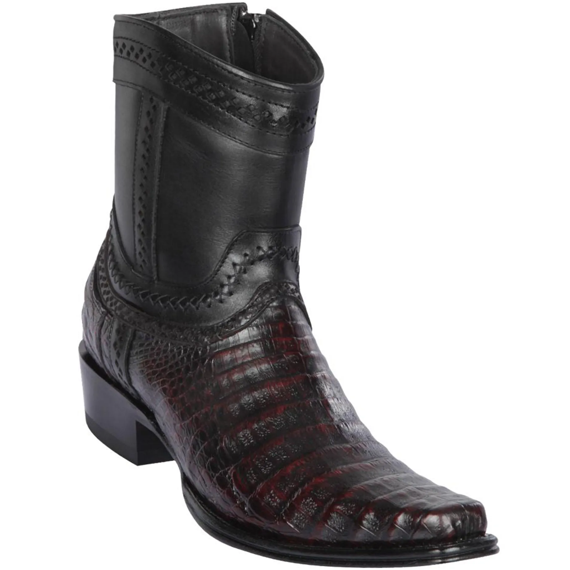Caiman Belly Short Cowboy Boots Black Cherry Black Cowboy Boots
