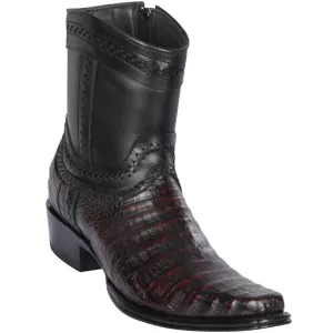 Caiman Belly Short Cowboy Boots Black Cherry Above Knee Boots Leather