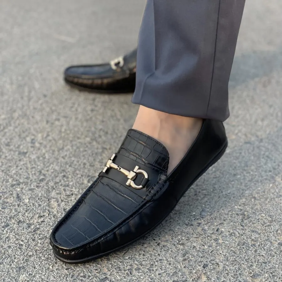 LS Pure Leather Handmade Horsebit Loafer-856 Black Casual Earth Shoes