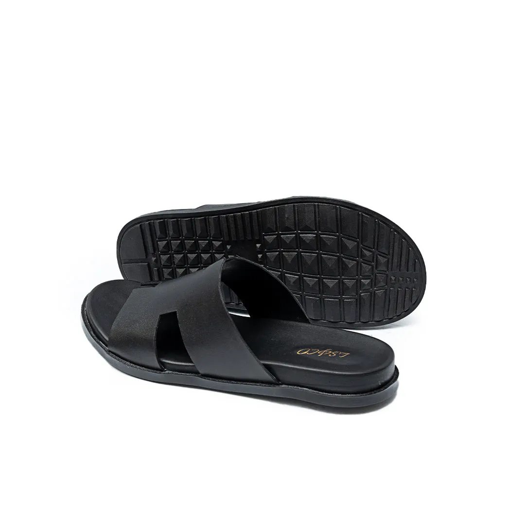 LS Pure Leather Handmade Rave Black Chappal LS-1140 Vincci Slippers