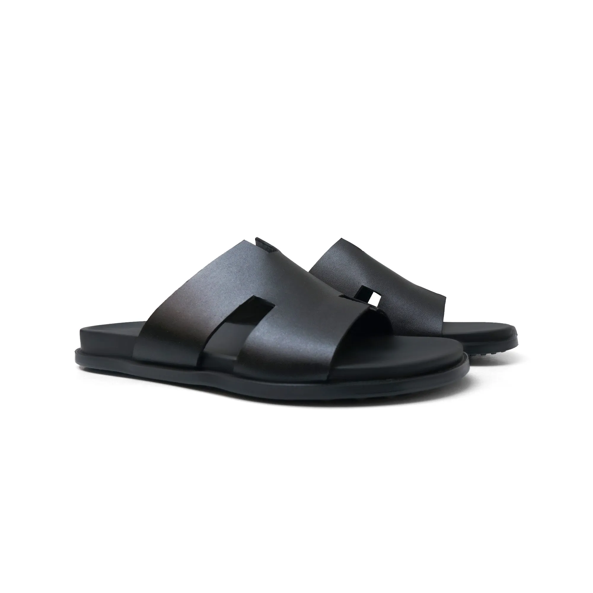 LS Pure Leather Handmade Rave Black Chappal LS-1140 Streptocarpus Slippers