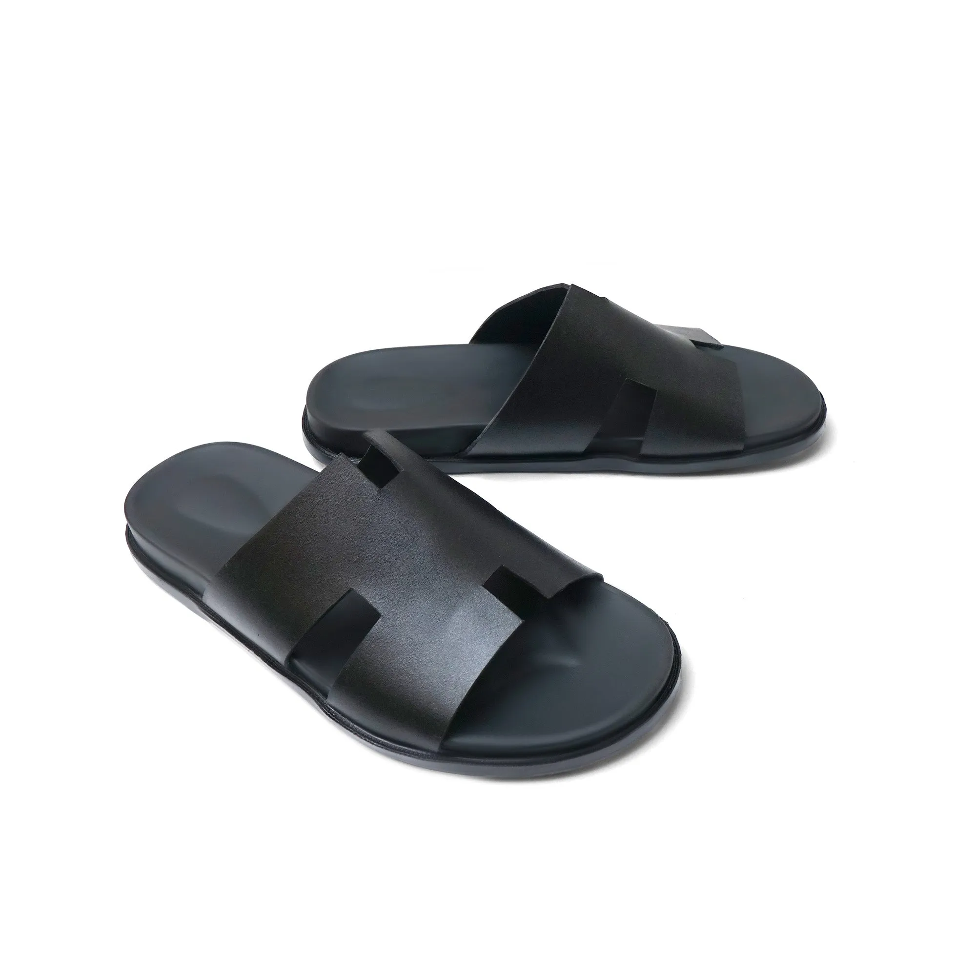 Kolo Slippers LS Pure Leather Handmade Rave Black Chappal LS-1140